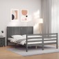 vidaXL Giroletto con Testiera Grigio 5FT King Size in Legno Massello vidaXL Giroletto con Testiera Grigio 5FT King Size in Legno Massello