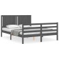 vidaXL Giroletto con Testiera Grigio 5FT King Size in Legno Massello vidaXL Giroletto con Testiera Grigio 5FT King Size in Legno Massello