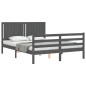 vidaXL Giroletto con Testiera Grigio 5FT King Size in Legno Massello vidaXL Giroletto con Testiera Grigio 5FT King Size in Legno Massello