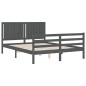 vidaXL Giroletto con Testiera Grigio 5FT King Size in Legno Massello vidaXL Giroletto con Testiera Grigio 5FT King Size in Legno Massello