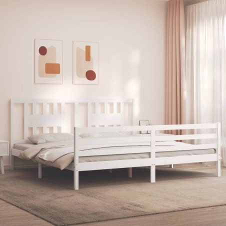 vidaXL Giroletto con Testiera Bianco 200x200 cm in Legno Massello