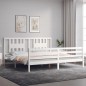 vidaXL Giroletto con Testiera Bianco 200x200 cm in Legno Massello vidaXL Giroletto con Testiera Bianco 200x200 cm in Legno Massello