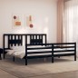 vidaXL Giroletto con Testiera Nero 6FT Super King in Legno Massello vidaXL Giroletto con Testiera Nero 6FT Super King in Legno Massello