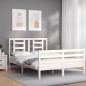 vidaXL Giroletto con Testiera Bianco 140x190 cm in Legno Massello