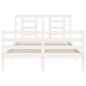 vidaXL Giroletto con Testiera Bianco 140x190 cm in Legno Massello