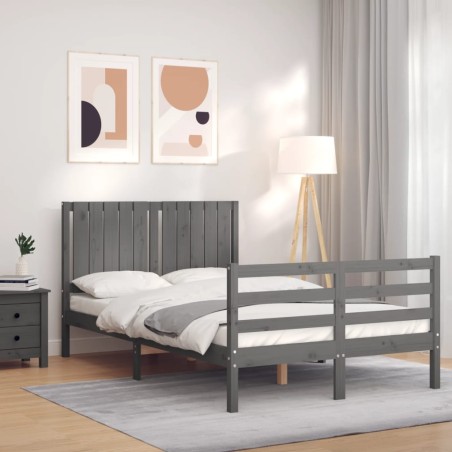vidaXL Giroletto con Testiera Grigio 4FT Small Double Legno Massello