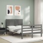 vidaXL Giroletto con Testiera Grigio 4FT Small Double Legno Massello vidaXL Giroletto con Testiera Grigio 4FT Small Double Legno Massello