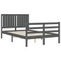 vidaXL Giroletto con Testiera Grigio 4FT Small Double Legno Massello vidaXL Giroletto con Testiera Grigio 4FT Small Double Legno Massello