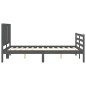 vidaXL Giroletto con Testiera Grigio 4FT Small Double Legno Massello vidaXL Giroletto con Testiera Grigio 4FT Small Double Legno Massello