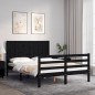 vidaXL Giroletto con Testiera Nero 4FT Small Double in Legno Massello vidaXL Giroletto con Testiera Nero 4FT Small Double in Legno Massello