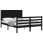 vidaXL Giroletto con Testiera Nero 4FT Small Double in Legno Massello vidaXL Giroletto con Testiera Nero 4FT Small Double in Legno Massello
