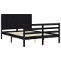 vidaXL Giroletto con Testiera Nero 4FT Small Double in Legno Massello vidaXL Giroletto con Testiera Nero 4FT Small Double in Legno Massello