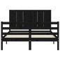vidaXL Giroletto con Testiera Nero 4FT Small Double in Legno Massello vidaXL Giroletto con Testiera Nero 4FT Small Double in Legno Massello