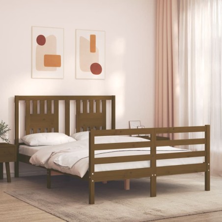 vidaXL Giroletto con Testiera Miele 4FT Small Double in Legno Massello