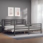vidaXL Giroletto con Testiera Grigio 200x200 cm in Legno Massello vidaXL Giroletto con Testiera Grigio 200x200 cm in Legno Massello