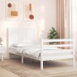 vidaXL Giroletto con Testiera Bianco 90x200 cm in Legno Massello vidaXL Giroletto con Testiera Bianco 90x200 cm in Legno Massello