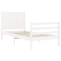 vidaXL Giroletto con Testiera Bianco 90x200 cm in Legno Massello vidaXL Giroletto con Testiera Bianco 90x200 cm in Legno Massello