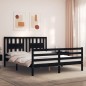 vidaXL Giroletto con Testiera Nero 5FT King Size in Legno Massello vidaXL Giroletto con Testiera Nero 5FT King Size in Legno Massello