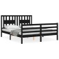 vidaXL Giroletto con Testiera Nero 5FT King Size in Legno Massello vidaXL Giroletto con Testiera Nero 5FT King Size in Legno Massello