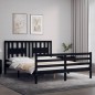 vidaXL Giroletto con Testiera Nero 5FT King Size in Legno Massello vidaXL Giroletto con Testiera Nero 5FT King Size in Legno Massello