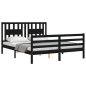 vidaXL Giroletto con Testiera Nero 5FT King Size in Legno Massello vidaXL Giroletto con Testiera Nero 5FT King Size in Legno Massello