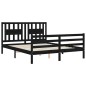 vidaXL Giroletto con Testiera Nero 5FT King Size in Legno Massello vidaXL Giroletto con Testiera Nero 5FT King Size in Legno Massello