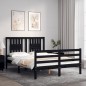 vidaXL Giroletto con Testiera Nero 140x190 cm in Legno Massello vidaXL Giroletto con Testiera Nero 140x190 cm in Legno Massello