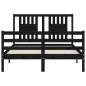vidaXL Giroletto con Testiera Nero 140x190 cm in Legno Massello vidaXL Giroletto con Testiera Nero 140x190 cm in Legno Massello