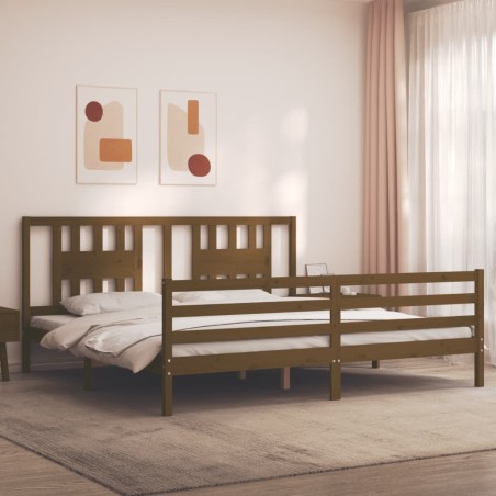 vidaXL Giroletto con Testiera Miele 6FT Super King in Legno Massello