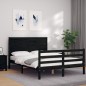 vidaXL Giroletto con Testiera Nero 4FT Small Double in Legno Massello vidaXL Giroletto con Testiera Nero 4FT Small Double in Legno Massello