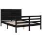 vidaXL Giroletto con Testiera Nero 4FT Small Double in Legno Massello vidaXL Giroletto con Testiera Nero 4FT Small Double in Legno Massello