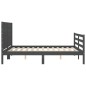 vidaXL Giroletto con Testiera Grigio 4FT Small Double Legno Massello vidaXL Giroletto con Testiera Grigio 4FT Small Double Legno Massello