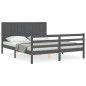 vidaXL Giroletto con Testiera Grigio 5FT King Size in Legno Massello vidaXL Giroletto con Testiera Grigio 5FT King Size in Legno Massello
