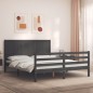 vidaXL Giroletto con Testiera Grigio 5FT King Size in Legno Massello vidaXL Giroletto con Testiera Grigio 5FT King Size in Legno Massello