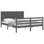 vidaXL Giroletto con Testiera Grigio 5FT King Size in Legno Massello vidaXL Giroletto con Testiera Grigio 5FT King Size in Legno Massello