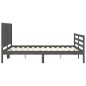 vidaXL Giroletto con Testiera Grigio 5FT King Size in Legno Massello vidaXL Giroletto con Testiera Grigio 5FT King Size in Legno Massello