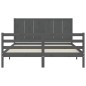 vidaXL Giroletto con Testiera Grigio 5FT King Size in Legno Massello vidaXL Giroletto con Testiera Grigio 5FT King Size in Legno Massello