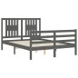 vidaXL Giroletto con Testiera Grigio 4FT Small Double Legno Massello