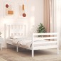 vidaXL Giroletto con Testiera Bianco 90x200 cm in Legno Massello vidaXL Giroletto con Testiera Bianco 90x200 cm in Legno Massello