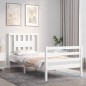 vidaXL Giroletto con Testiera Bianco 90x200 cm in Legno Massello vidaXL Giroletto con Testiera Bianco 90x200 cm in Legno Massello