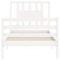 vidaXL Giroletto con Testiera Bianco 90x200 cm in Legno Massello vidaXL Giroletto con Testiera Bianco 90x200 cm in Legno Massello