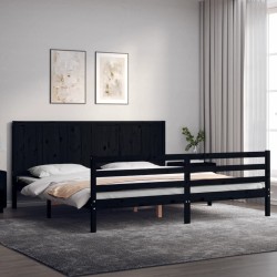 vidaXL Giroletto con Testiera Nero 200x200 cm in Legno Massello