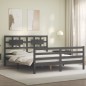 vidaXL Giroletto con Testiera Grigio 160x200 cm Legno Massello vidaXL Giroletto con Testiera Grigio 160x200 cm Legno Massello