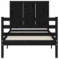 vidaXL Giroletto con Testiera Nero 90x200 cm in Legno Massello vidaXL Giroletto con Testiera Nero 90x200 cm in Legno Massello