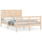 vidaXL Giroletto con Testiera 4FT Small Double in Legno Massello vidaXL Giroletto con Testiera 4FT Small Double in Legno Massello