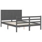 vidaXL Giroletto con Testiera Grigio 4FT Small Double Legno Massello vidaXL Giroletto con Testiera Grigio 4FT Small Double Legno Massello