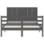 vidaXL Giroletto con Testiera Grigio 4FT Small Double Legno Massello vidaXL Giroletto con Testiera Grigio 4FT Small Double Legno Massello