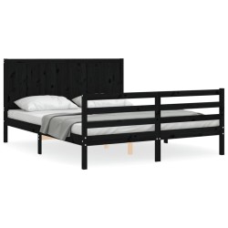 vidaXL Giroletto con Testiera Nero 160x200 cm Legno Massello