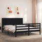vidaXL Giroletto con Testiera Nero 160x200 cm Legno Massello vidaXL Giroletto con Testiera Nero 160x200 cm Legno Massello