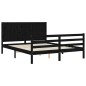 vidaXL Giroletto con Testiera Nero 160x200 cm Legno Massello vidaXL Giroletto con Testiera Nero 160x200 cm Legno Massello